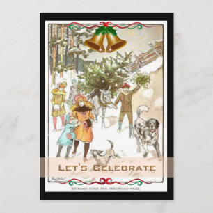 Victoriaans kerstfeestdag Kaart