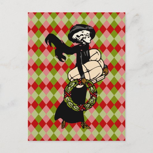  Victoriaans kerstinkopen Print Feestdagenkaart (Voorkant)