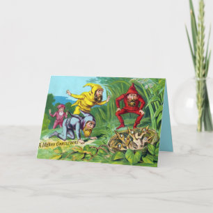  Victoriaans kerstkaart voor Gnomen Feestdagen Kaart