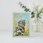 Victoriaans kerstkat feestdagenkaart (Staand voorkant)