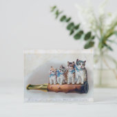 Victoriaans kerstkatten feestdagenkaart (Staand voorkant)