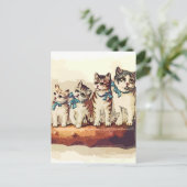 Victoriaans kerstkatten feestdagenkaart (Staand voorkant)