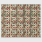 Victoriaans Kerstkatten Ornamenten Pine Cadeaupapier (Vlak)