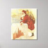 Victoriaans kerstkerstkerstkerstbedekking in Chimn Canvas Afdruk (Voorkant)