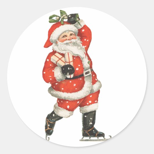 Victoriaans kerstkerstkerstkerstkerstman — ijskela ronde sticker (Voorkant)