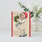 Victoriaans Kerstkind met Holly Briefkaart (Staand voorkant)