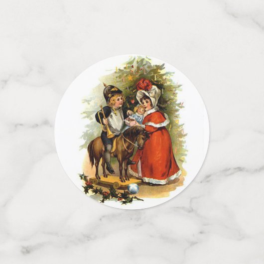 Victoriaans kerstkinderen confetti (Kleine voorkant)