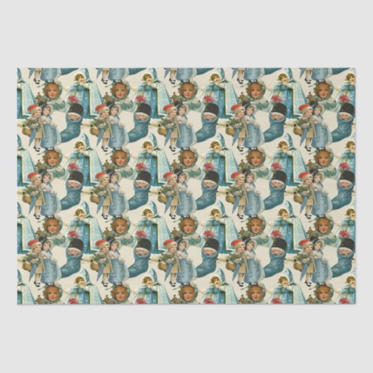 Victoriaans kerstkinderen tissuepapier (Voorkant)