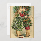 Victoriaans kerstkus Retro  feestdag Feestdagenkaart (Voorkant / Achterkant)