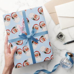 Victoriaans Kerstman Blauw Cadeaupapier