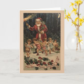 Victoriaans Kerstman en Angels Kerst Kaart (Gele Bloem)