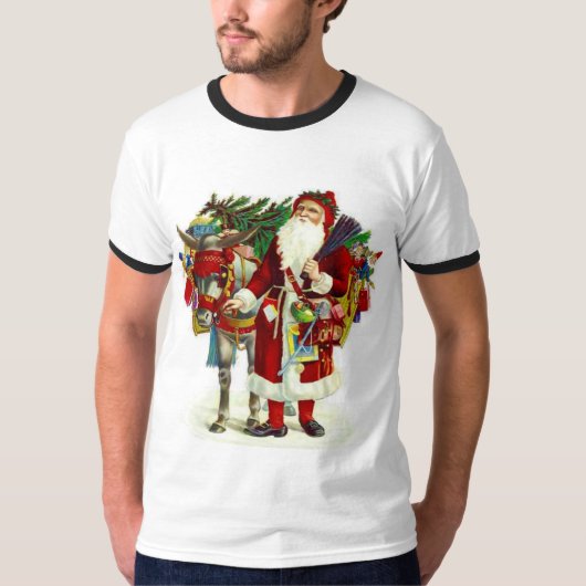 Victoriaans kerstman en ezel t-shirt (Voorkant)