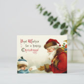 Victoriaans Kerstman en Kind Feestdagenkaart (Staand voorkant)