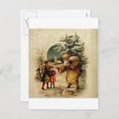 Victoriaans kerstman feestdagenkaart (Voorkant / Achterkant)