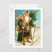 Victoriaans kerstman feestdagenkaart (Voorkant / Achterkant)