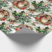 Victoriaans kerstman met Holly II Cadeaupapier (Hoek)