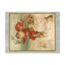 Victoriaans kerstman op fiets met hoog wiel