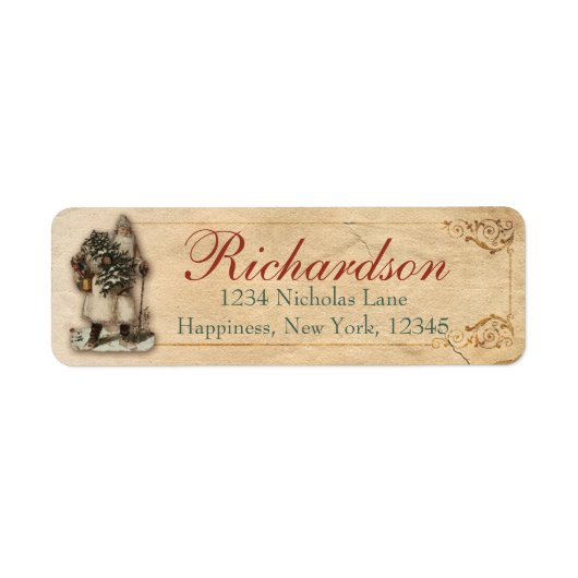 Victoriaans Kerstman St. Nicholaus Etiket (Voorkant)