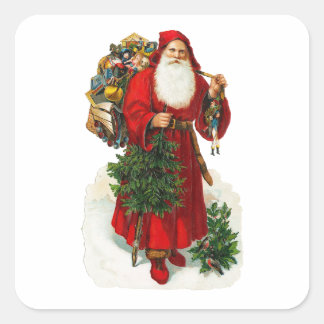 Victoriaans kerstman vierkante sticker