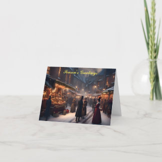 Victoriaans Kerstmarkt Scène Feestdagen Kaart