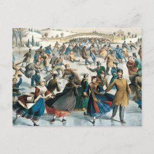 Victoriaans Kerstmis Central Park Currier & Ives Briefkaart