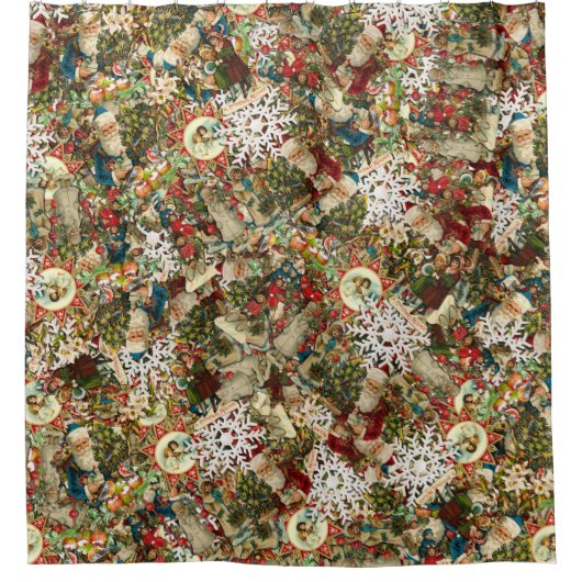 Victoriaans kerstmis douchegordijn (Voorkant)