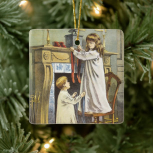 Victoriaans Kerstmis, Kinderen Kerstmispijpen Keramisch Ornament