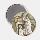 Victoriaans Kerstmis, Kinderen Kerstsokken Magneet (Voorkant / Achterkant)