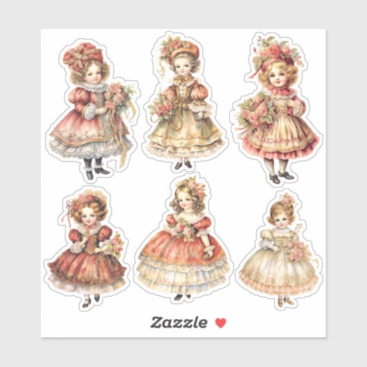 Victoriaans Kerstmis Meisjes Junk Journal Ephemera Sticker (Vel)