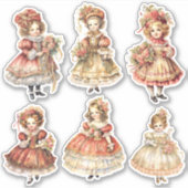 Victoriaans Kerstmis Meisjes Junk Journal Ephemera Sticker (Voorkant)
