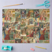 Victoriaans kerstmis met kinderen collage tissuepapier (Craft)