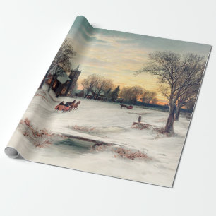 Victoriaans kerstnacht Vintage Cadeaupapier