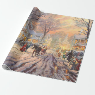 Victoriaans kerstnacht Vintage Cadeaupapier
