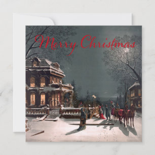 Victoriaans kerstnacht Vintage Kaart