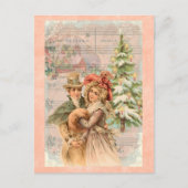 Victoriaans kerstpaar cadeaus feestdagenkaart (Voorkant)