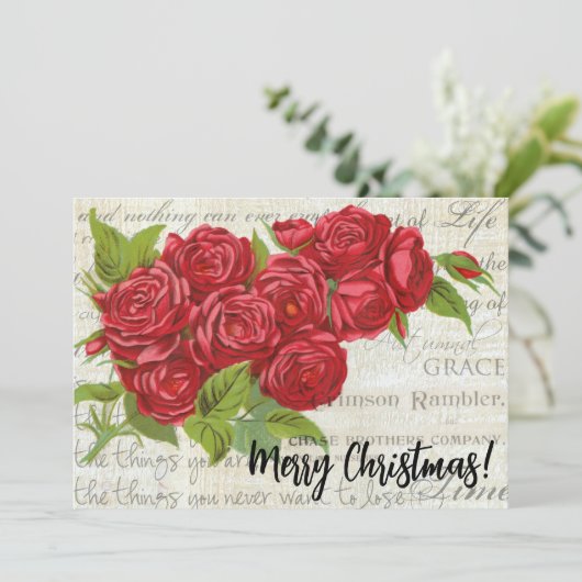 Victoriaans kerstrode rode rode rode rode rode rod feestdagenkaart (Staand voorkant)