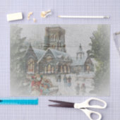 Victoriaans kerstscène met kerstman tissuepapier (Craft)