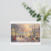 Victoriaans kerststraatscène briefkaart (Staand voorkant)