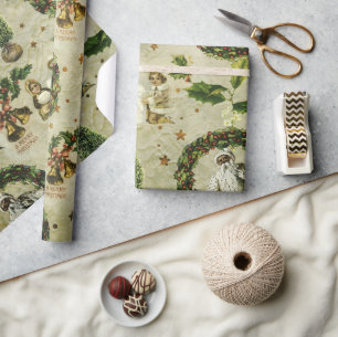 Victoriaans kersttrio II-omslagpapier Cadeaupapier