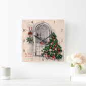 Victoriaans kerstvensterklok vierkante klok (Huis)