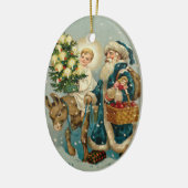 Victoriaans kerstversiering keramisch ornament (Links)