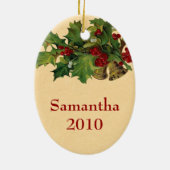 Victoriaans kerstversiering keramisch ornament (Achterkant)