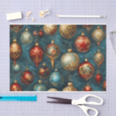 Victoriaans kerstversieringen op Elegant Blue Tissuepapier (Craft)