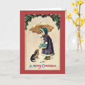 Victoriaans kerstWenskaart Kaart (Gele Bloem)