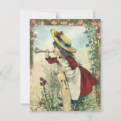  Victoriaans kind, Girl Bugle Birthday Party Kaart (Voorkant)