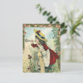  Victoriaans kind, Girl Bugle Birthday Party Kaart (Staand voorkant)