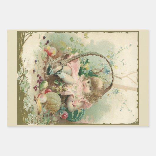 Victoriaans kind, meidenlentesmandje Inpakpapier Vel (Voorkant 3)