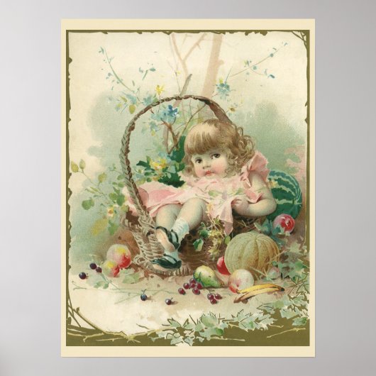Victoriaans kind, meidenlentesmandje Poster (Voorkant)
