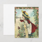  Victoriaans kind, meisje dat de buik blaast (Voorkant / Achterkant)