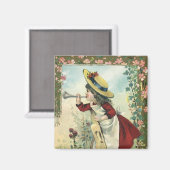 Victoriaans kind, meisje dat de buik blaast Magneet (Voorkant / Achterkant)